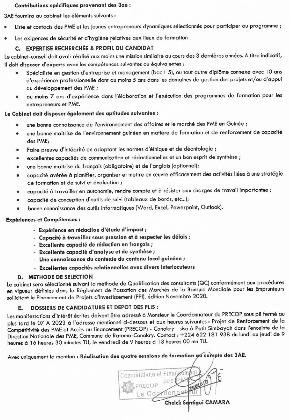 AVIS DE RECRUTEMENT D’UN CABINET POUR LA REALISATION DE QUATRE SESSIONS DE FORMATIONS AU COMPTE DES 3 AE | Page 3