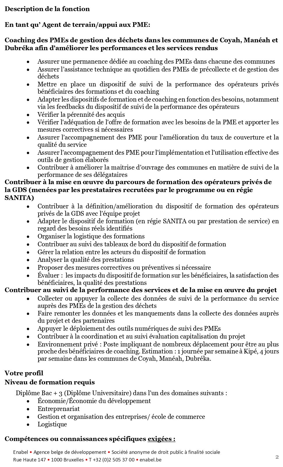 Avis de recrutement d'Agent de terrain/appui aux PME (h/f/x) – Guinée Conakry | Page 2